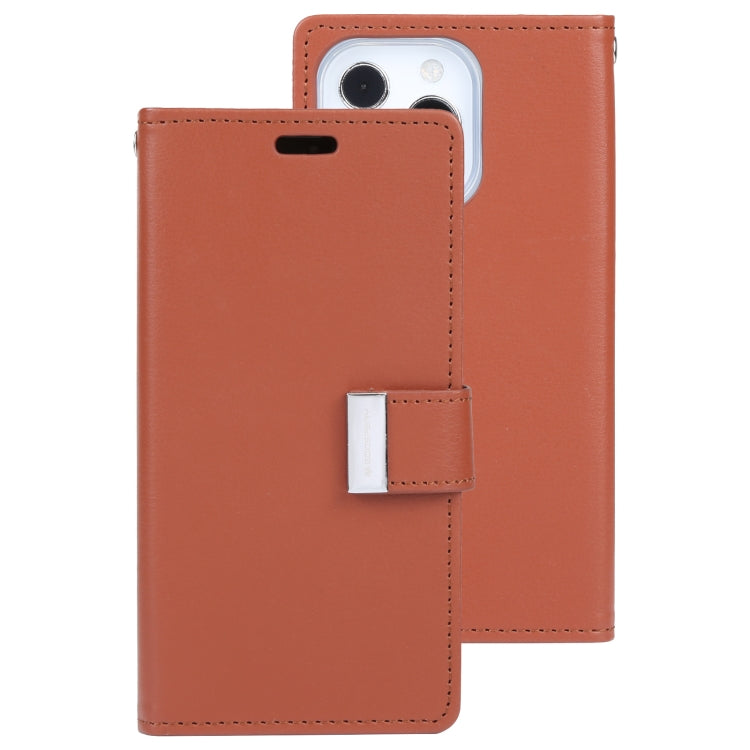 For iPhone 13 GOOSPERY RICH DIARY Crazy Horse Texture Horizontal Flip Leather Case with Holder & Card Slots & Wallet Pro Max(Brown) - iPhone 13 Cases by GOOSPERY | Online Shopping UK | buy2fix