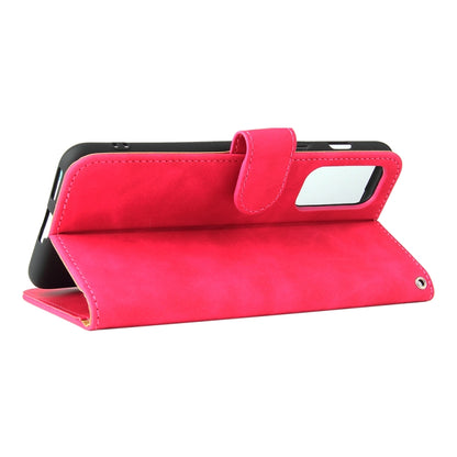 For OnePlus Nord 2 5G Solid Color Skin Feel Magnetic Buckle Horizontal Flip Calf Texture PU Leather Case with Holder & Card Slots & Wallet(Rose Red) - OnePlus Cases by buy2fix | Online Shopping UK | buy2fix