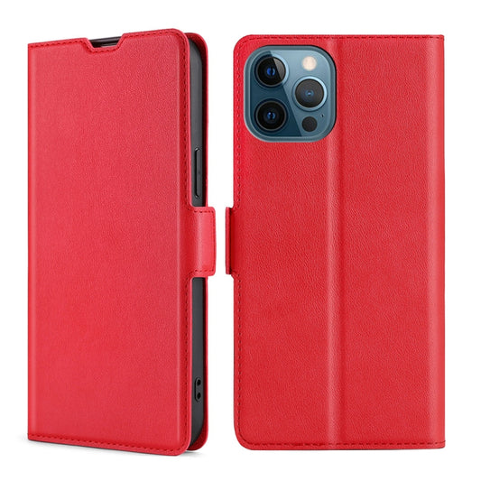 For iPhone 13 Pro Ultra-thin Voltage Side Buckle PU + TPU Horizontal Flip Leather Case with Holder & Card Slot (Red) - iPhone 13 Pro Cases by buy2fix | Online Shopping UK | buy2fix