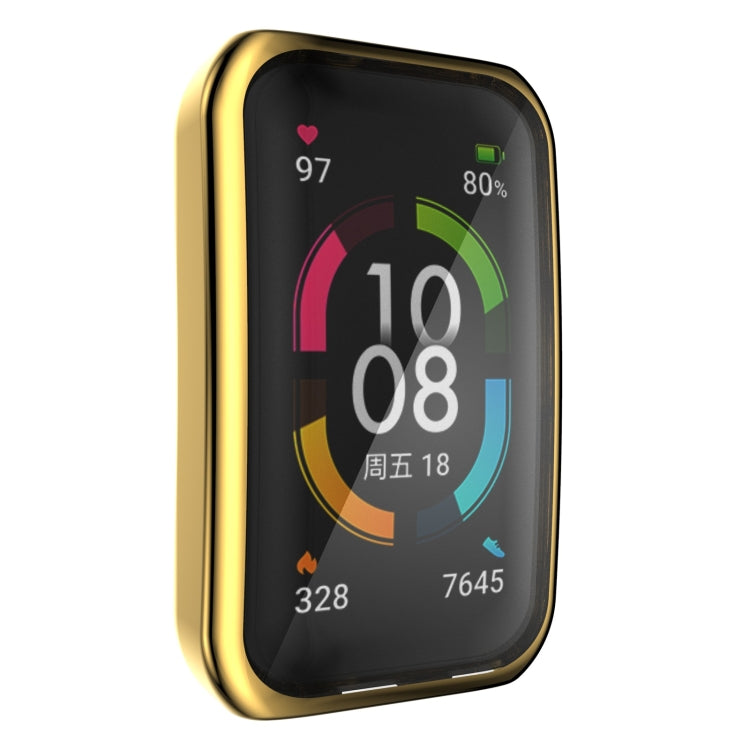 For Huawei Band 6 / 6 Pro / Honor Band 6 Full Coverage TPU Electroplating Protective Case Cover(Gold) - Watch Cases by buy2fix | Online Shopping UK | buy2fix