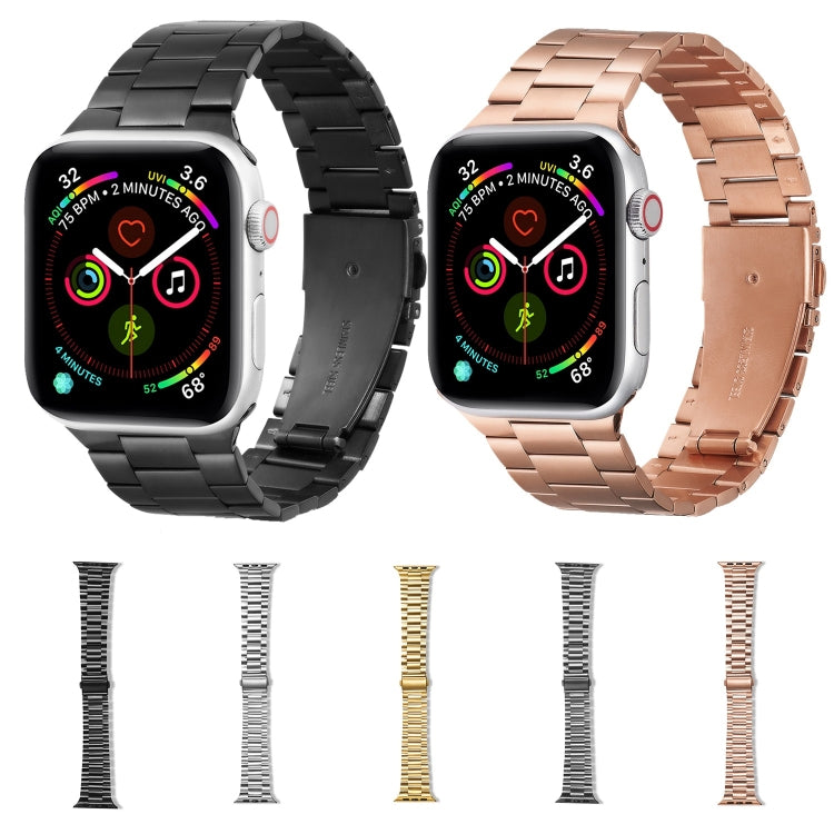Ultra-thin Three-bead Metal Strap Watch Band For Apple Watch Series 9&8&7 41mm / SE 3&SE 2&6&SE&5&4 40mm / 3&2&1 38mm(Rose Gold) - Watch Bands by buy2fix | Online Shopping UK | buy2fix