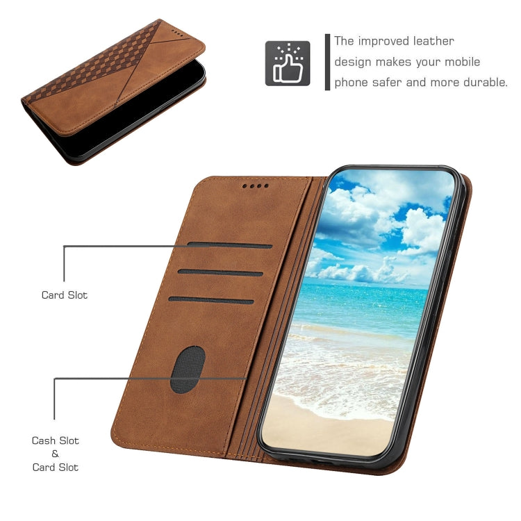 For Samsung Galaxy S21 5G Diamond Pattern Splicing Skin Feel Magnetic Horizontal Flip Leather Case with Card Slots & Holder & Wallet(Brown) - Galaxy S21 5G Cases by buy2fix | Online Shopping UK | buy2fix