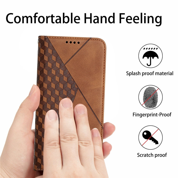 For Samsung Galaxy S21+ 5G Diamond Pattern Splicing Skin Feel Magnetic Horizontal Flip Leather Case with Card Slots & Holder & Wallet(Brown) - Galaxy S21+ 5G Cases by buy2fix | Online Shopping UK | buy2fix