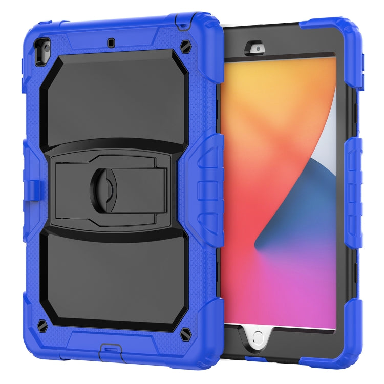 For iPad 10.2 2021 / 2020 / 2019 Shockproof Colorful Silica Gel + PC Protective Case with Holder & Shoulder Strap(Dark Blue) - iPad 10.2 Cases by buy2fix | Online Shopping UK | buy2fix