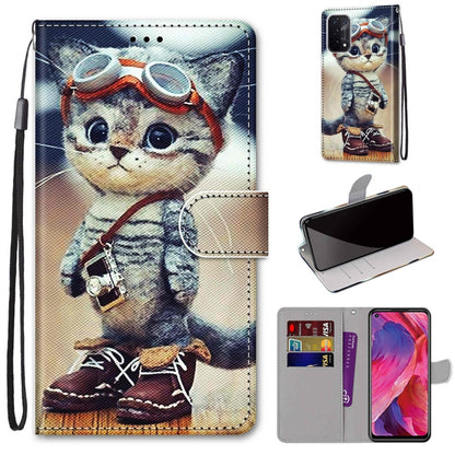 For OPPO A93 5G / A93s 5G / A54 5G / A74 5G Coloured Drawing Cross Texture Horizontal Flip PU Leather Case with Holder & Card Slots & Wallet & Lanyard(Leather Shoes Cat) - OPPO Cases by buy2fix | Online Shopping UK | buy2fix