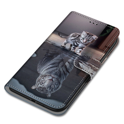 For Samsung Galaxy A22 5G Coloured Drawing Cross Texture Horizontal Flip PU Leather Case with Holder & Card Slots & Wallet & Lanyard(Cat Becomes Tiger) - Galaxy Phone Cases by buy2fix | Online Shopping UK | buy2fix