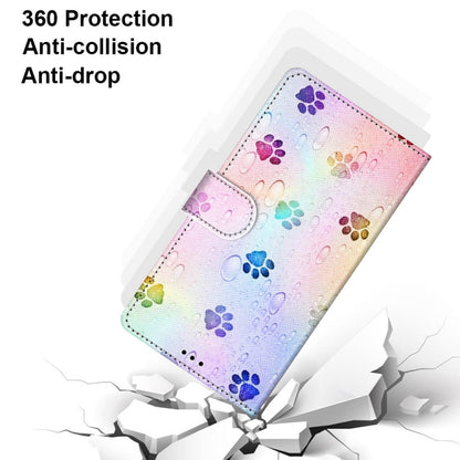 For ZTE Blade A51 Coloured Drawing Cross Texture Horizontal Flip PU Leather Case with Holder & Card Slots & Wallet & Lanyard(Footprint Water Drops) - ZTE Cases by buy2fix | Online Shopping UK | buy2fix