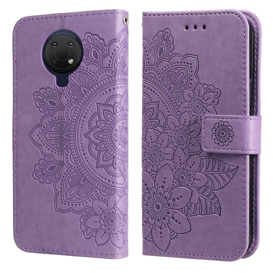 For Nokia G10 / G20 / 6.3 7-petal Flowers Embossing Pattern Horizontal Flip PU Leather Case with Holder & Card Slots & Wallet & Photo Frame(Light Purple) - Nokia Cases by buy2fix | Online Shopping UK | buy2fix