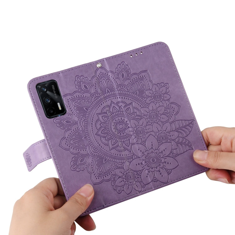 For OPPO Realme GT Master / Realme Q3 Pro 7-petal Flowers Embossing Pattern Horizontal Flip PU Leather Case with Holder & Card Slots & Wallet & Photo Frame(Light Purple) - Realme Cases by buy2fix | Online Shopping UK | buy2fix