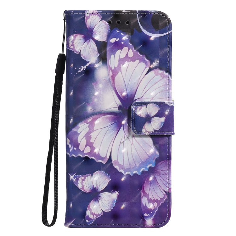 For iPhone 13 mini 3D Painted Pattern Horizontal Flip Leather Case with Holder & Card Slots & Wallet (Purple Butterfly) - iPhone 13 mini Cases by buy2fix | Online Shopping UK | buy2fix