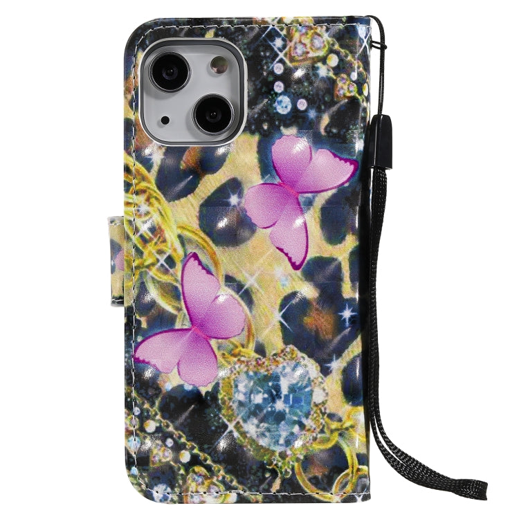 For iPhone 13 mini 3D Painted Pattern Horizontal Flip Leather Case with Holder & Card Slots & Wallet (Pink Butterfly) - iPhone 13 mini Cases by buy2fix | Online Shopping UK | buy2fix