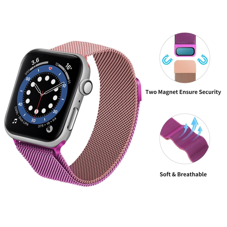 Gradient Color Milan Watch Band For Apple Watch Series 7 45mm/6&SE&5&4 44mm/3&2&1 42mm(Purple Rose Pink) - Watch Bands by buy2fix | Online Shopping UK | buy2fix
