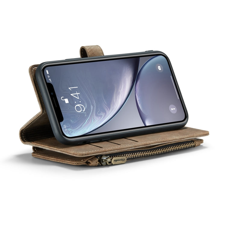 For iPhone XR CaseMe-C30 PU + TPU Multifunctional Horizontal Flip Leather Case with Holder & Card Slot & Wallet & Zipper Pocket(Brown) - More iPhone Cases by CaseMe | Online Shopping UK | buy2fix