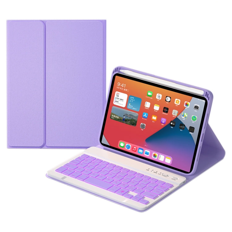 HK006D Square Keys Detachable Bluetooth Candy Color Keyboard Leather Tablet Case with Colorful Backlight & Holder for iPad mini 6(Light Purple) - For iPad mini by buy2fix | Online Shopping UK | buy2fix