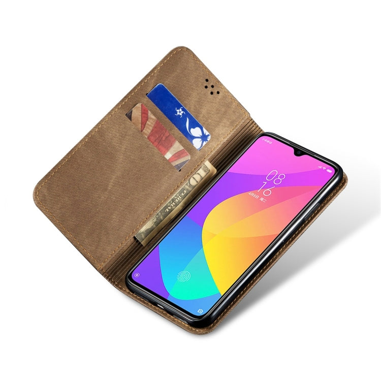 For Xiaomi Mi CC9 / Mi 9 Lite Denim Texture Casual Style Horizontal Flip Leather Case with Holder & Card Slots & Wallet(Khaki) - Xiaomi Cases by buy2fix | Online Shopping UK | buy2fix