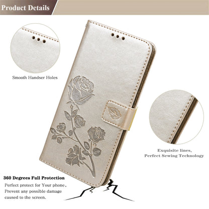 For iPhone 13 Pro Rose Embossed Horizontal Flip PU Leather Case with Holder & Card Slots & Wallet (Gold) - iPhone 13 Pro Cases by buy2fix | Online Shopping UK | buy2fix