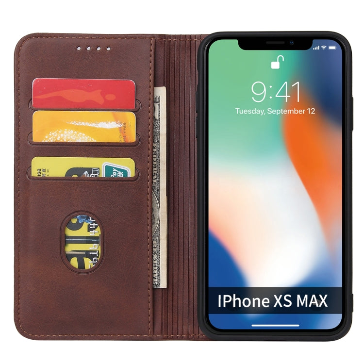 For iPhone X / XS Calf Texture Magnetic Horizontal Flip Leather Case with Holder & Card Slots & Wallet(Brown) - More iPhone Cases by buy2fix | Online Shopping UK | buy2fix