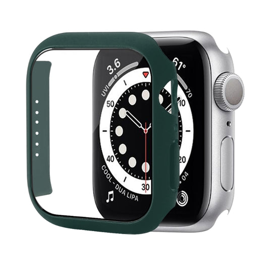 Shockproof PC Protective Case with Tempered Glass Film For Apple Watch Series 8 / 7 41mm(Dark Green) - Watch Cases by buy2fix | Online Shopping UK | buy2fix