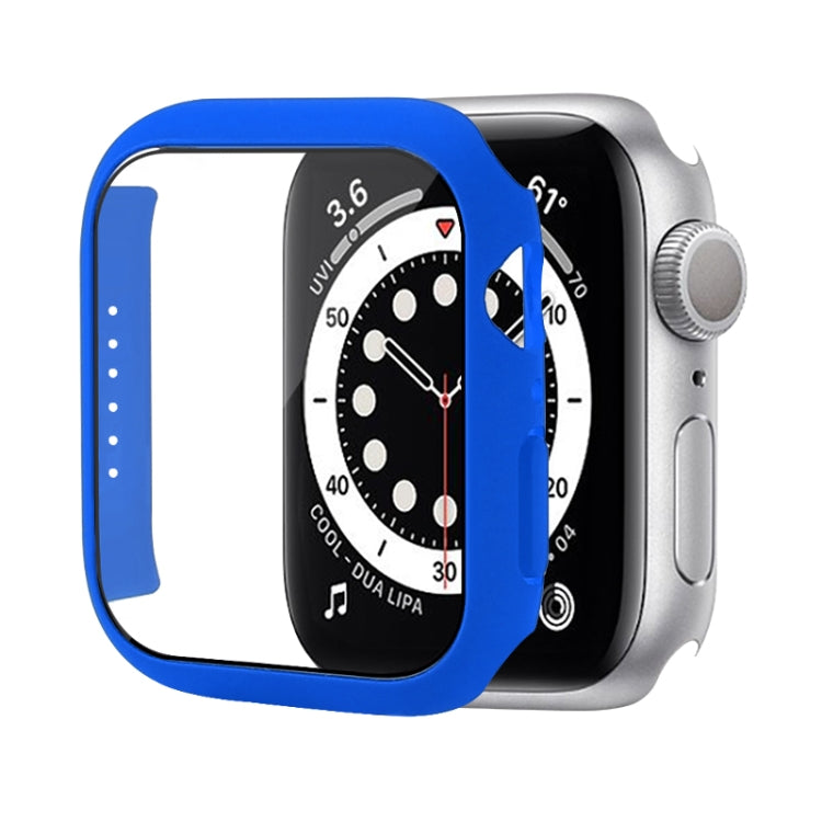 Shockproof PC Protective Case with Tempered Glass Film For Apple Watch Series 8 / 7 45mm(Dark Blue) - Watch Cases by buy2fix | Online Shopping UK | buy2fix