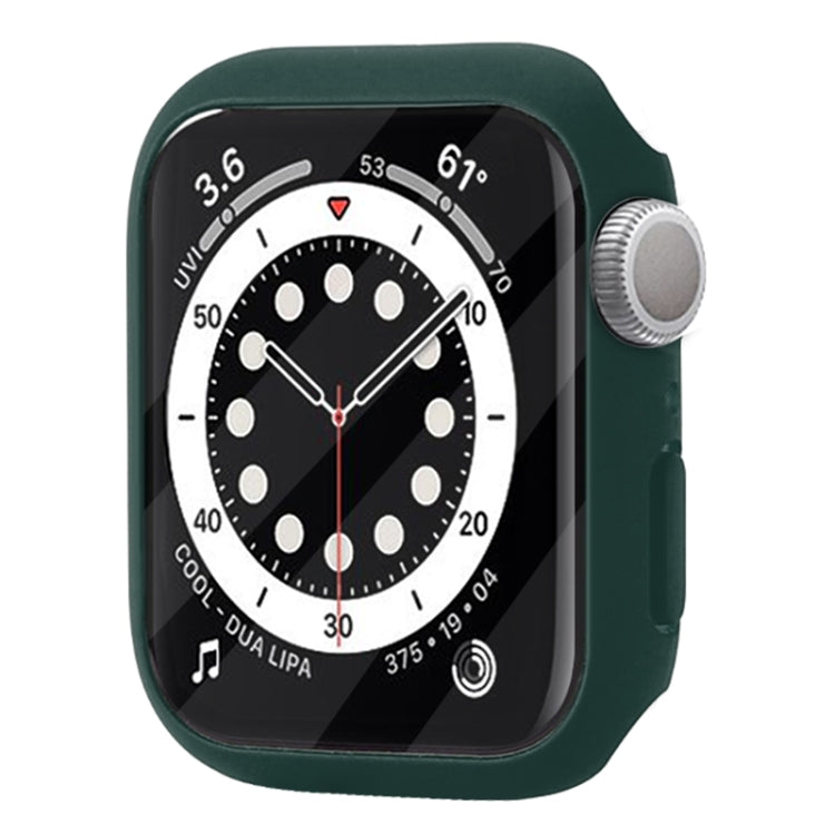 Shockproof PC Protective Case with Tempered Glass Film For Apple Watch Series 8 / 7 45mm(Dark Green) - Watch Cases by buy2fix | Online Shopping UK | buy2fix