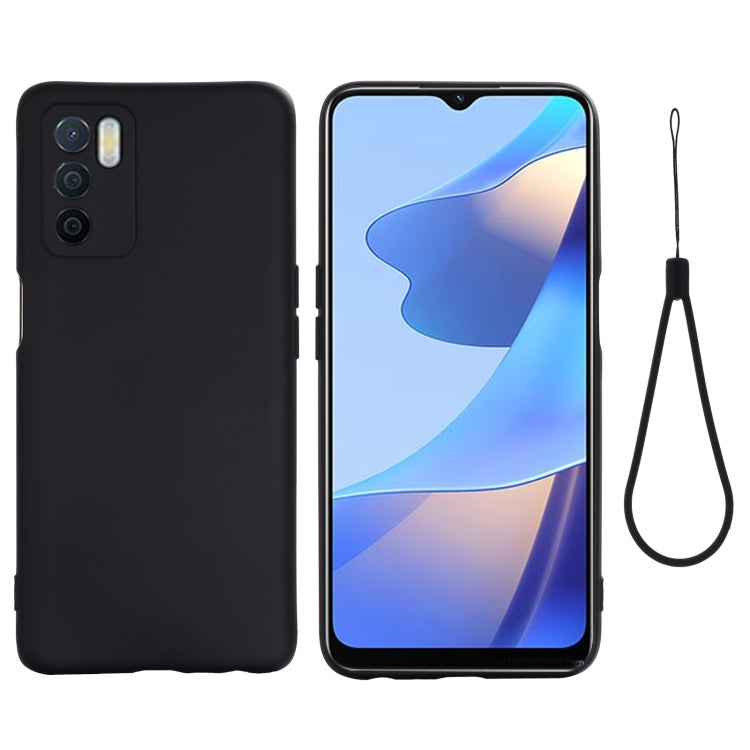 For OPPO A16 / A16S Foreign Version Solid Color Liquid Silicone Shockproof Full Coverage Protective Case(Black) - OPPO Cases by buy2fix | Online Shopping UK | buy2fix