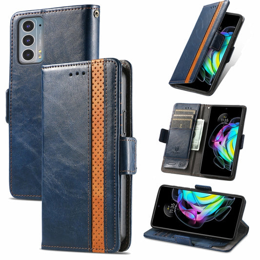 For Motorola Edge 20 CaseNeo Business Splicing Dual Magnetic Buckle Horizontal Flip PU Leather Case with Holder & Card Slots & Wallet(Blue) - Motorola Cases by buy2fix | Online Shopping UK | buy2fix