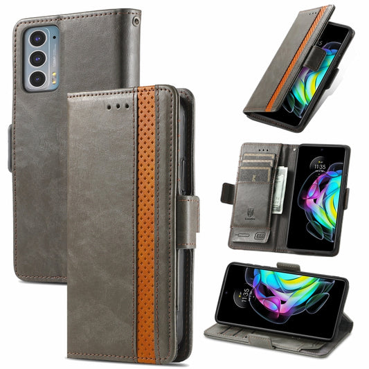 For Motorola Edge 20 CaseNeo Business Splicing Dual Magnetic Buckle Horizontal Flip PU Leather Case with Holder & Card Slots & Wallet(Grey) - Motorola Cases by buy2fix | Online Shopping UK | buy2fix