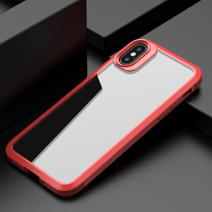 For iPhone X / XS MG Series Carbon Fiber TPU + Clear PC Four-corner Airbag Shockproof Case(Red) - More iPhone Cases by buy2fix | Online Shopping UK | buy2fix