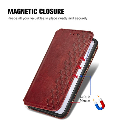 For Blackview A100 Cubic Grid Pressed Horizontal Flip Magnetic PU Leather Case with Holder & Card Slots & Wallet(Red) - More Brand by buy2fix | Online Shopping UK | buy2fix