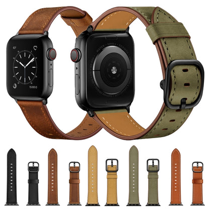 Leather Watch Band For Apple Watch Series 9&8&7 41mm / SE 3&SE 2&6&SE&5&4 40mm / 3&2&1 38mm(Brown) - Watch Bands by buy2fix | Online Shopping UK | buy2fix