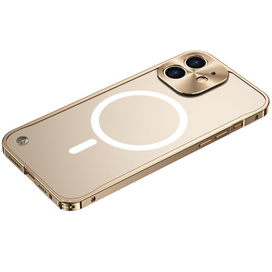 For iPhone 12 mini Metal Frame Frosted PC Shockproof Magsafe Case (Gold) - iPhone 12 mini Cases by buy2fix | Online Shopping UK | buy2fix