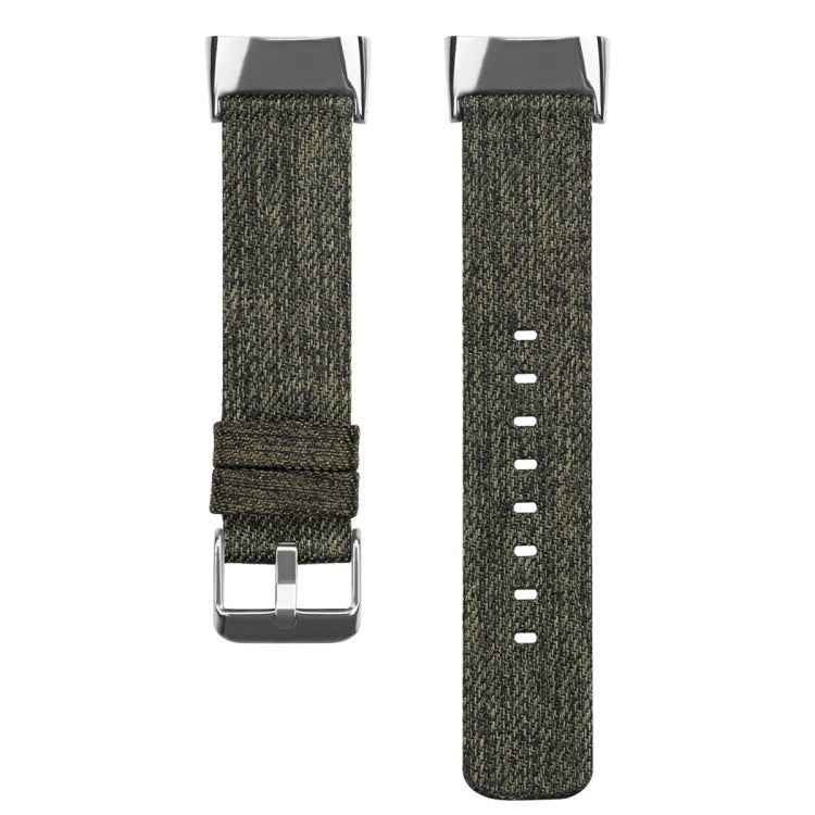 For Fitbit Charge 5 Nylon Canvas Watch Band(Dark Green) - Watch Bands by buy2fix | Online Shopping UK | buy2fix