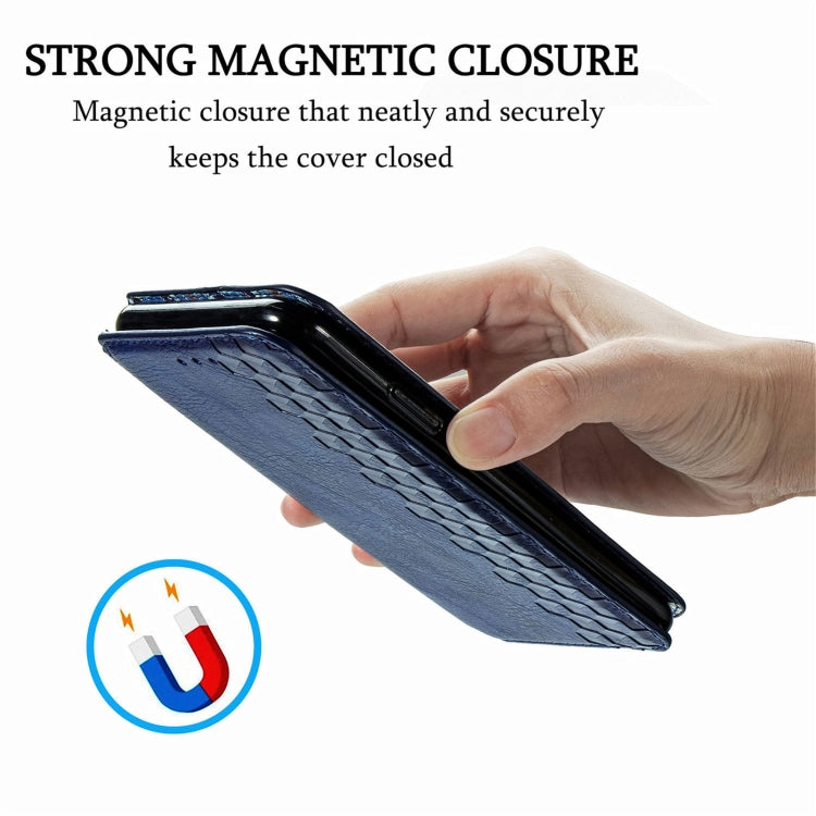 For Doogee N40 Pro Cubic Grid Pressed Horizontal Flip Magnetic Leather Case with Holder & Card Slots & Wallet(Blue) - More Brand by buy2fix | Online Shopping UK | buy2fix