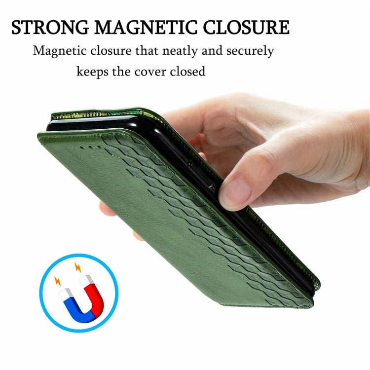 For Doogee N40 Pro Cubic Grid Pressed Horizontal Flip Magnetic Leather Case with Holder & Card Slots & Wallet(Green) - More Brand by buy2fix | Online Shopping UK | buy2fix