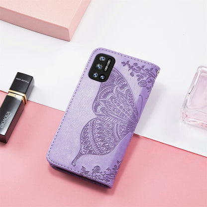 For DOOGEE N40 Pro Butterfly Love Flowers Embossed Horizontal Flip Leather Case with Holder & Card Slots & Wallet & Lanyard(Light Purple) - More Brand by buy2fix | Online Shopping UK | buy2fix
