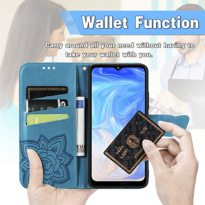 For DOOGEE N40 Pro Butterfly Love Flowers Embossed Horizontal Flip Leather Case with Holder & Card Slots & Wallet & Lanyard(Blue) - More Brand by buy2fix | Online Shopping UK | buy2fix