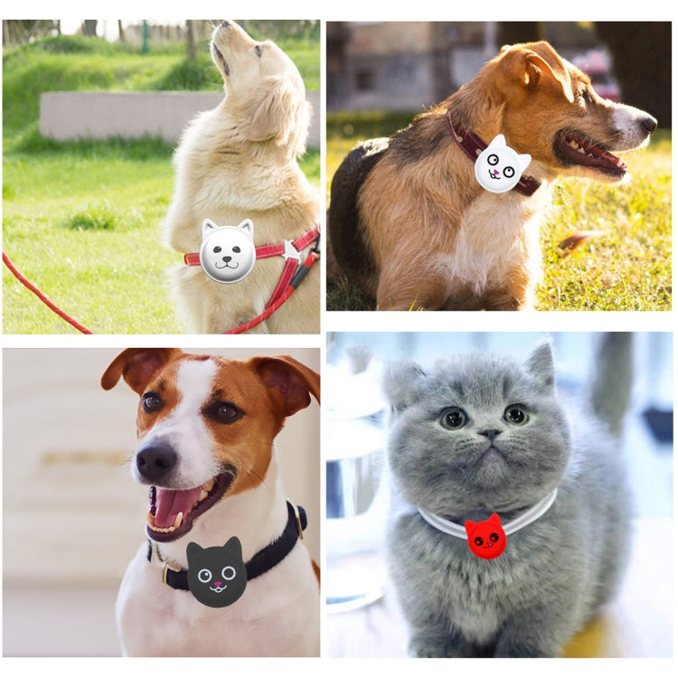 Serious Face Cute Cartoon Pet Collar Anti-lost Tracker Silicone Case For AirTag(White) - Pet Series by Mutural | Online Shopping UK | buy2fix