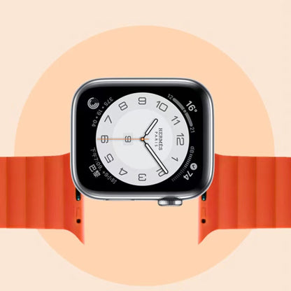 Mutural Moran Series Liquid Silicone Magnetic Strap Watch Band For Apple Watch Ultra 49mm&Watch Ultra 2 49mm / Series 9&8&7 45mm / SE 3&SE 2&6&SE&5&4 44mm / 3&2&1 42mm(Grey + Orange) - Watch Bands by Mutural | Online Shopping UK | buy2fix