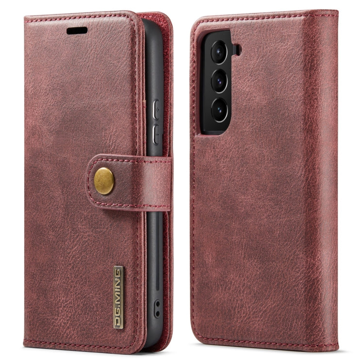 For Samsung Galaxy S22+ 5G DG.MING Crazy Horse Texture Detachable Magnetic Leather Phone Case(Red) - Galaxy S22+ 5G Cases by DG.MING | Online Shopping UK | buy2fix