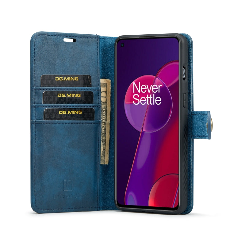 For OnePlus 9RT 5G DG.MING Crazy Horse Texture Detachable Magnetic Leather Phone Case(Blue) - OnePlus Cases by DG.MING | Online Shopping UK | buy2fix