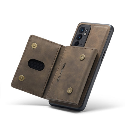 For OnePlus 9RT 5G DG.MING M2 Series 3-Fold Multi Card Bag Back Cover Leather Phone Case(Coffee) - OnePlus Cases by DG.MING | Online Shopping UK | buy2fix