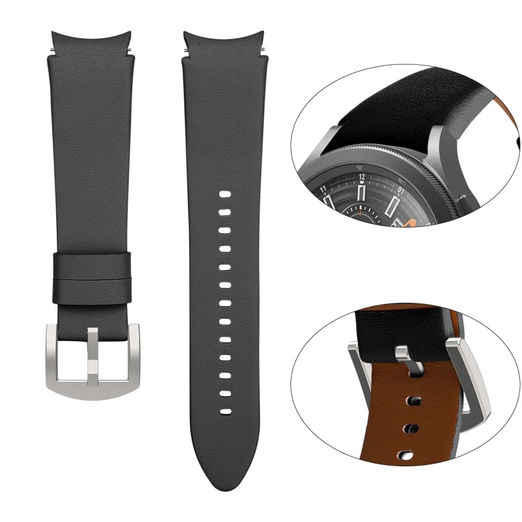 For Samsung Galaxy Watch4 40mm / 44mm Genuine Leather Watch Band(Black) - Watch Bands by buy2fix | Online Shopping UK | buy2fix