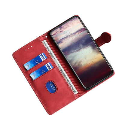 For Doogee N40 Pro Skin Feel Straw Hat Magnetic Buckle Leather Phone Case(Red) - Doogee Cases by buy2fix | Online Shopping UK | buy2fix