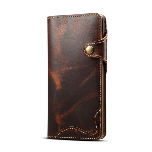 For Huawei Mate 20 Denior Oil Wax Cowhide Magnetic Button Horizontal Flip Leather Case with Card Slots & Wallet(Brown) - Huawei Cases by Denior | Online Shopping UK | buy2fix