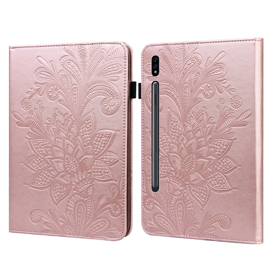 Lace Flower Embossing Pattern Leather Tablet Case For Samsung Galaxy Tab S8(Gold) - Galaxy Tab S8 Cases by buy2fix | Online Shopping UK | buy2fix