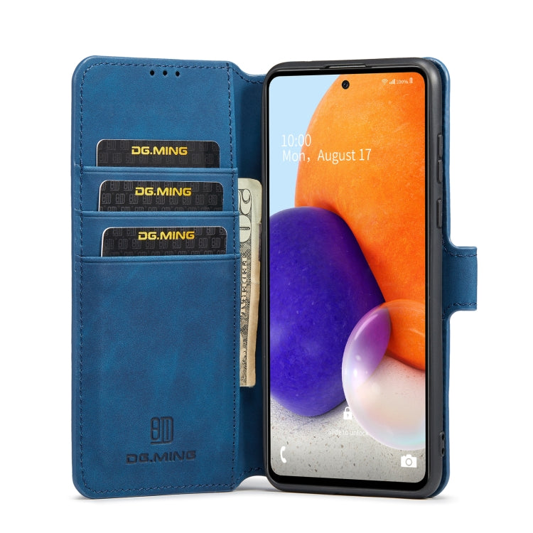 For Samsung Galaxy A73 5G DG.MING Retro Oil Edge Flip Leather Phone Case(Blue) - Galaxy Phone Cases by DG.MING | Online Shopping UK | buy2fix