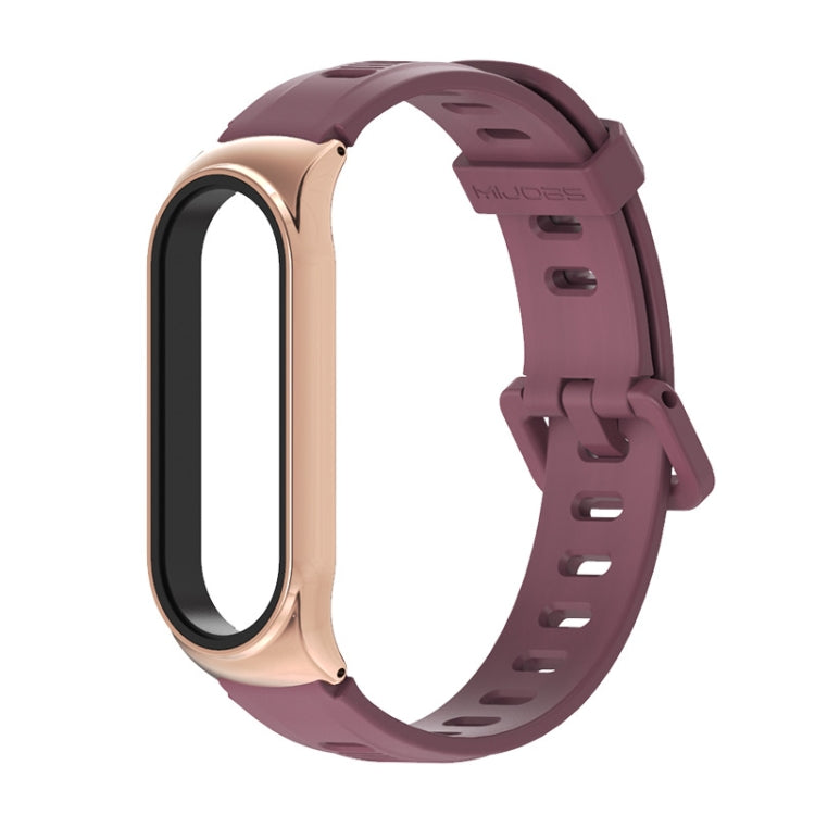 For Xiaomi Mi Band 6 / 5 / 4 / 3 Mijobs Flat Hole Silicone Watch Band, Style:CS Case(Wine Red+Rose Gold) - Watch Bands by MIJOBS | Online Shopping UK | buy2fix