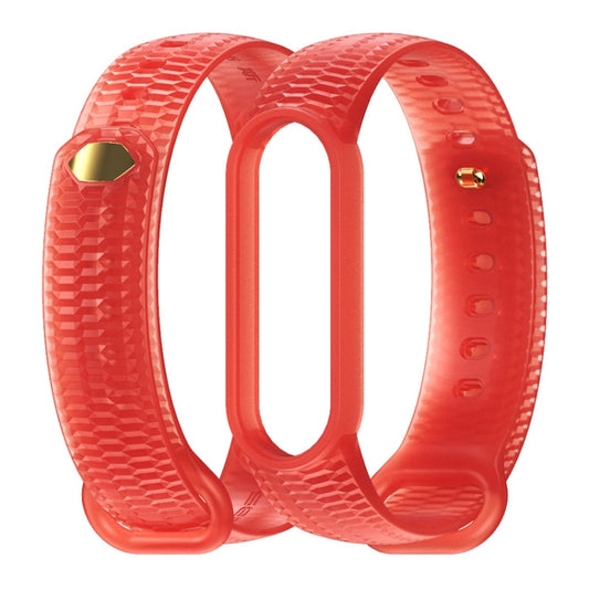 For Xiaomi Mi Band 5/6/7 Mijobs Translucent Color Honeycomb Silicone Watch Band(Red) - Watch Bands by MIJOBS | Online Shopping UK | buy2fix