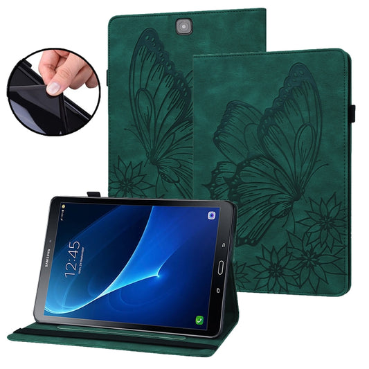 For Samsung Galaxy Tab S2 9.7 T810/T815 Big Butterfly Embossed Leather Tablet Case(Green) - Other Galaxy Tab PC by buy2fix | Online Shopping UK | buy2fix