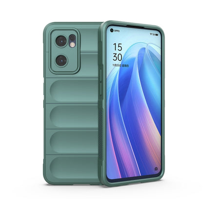 For OPPO Reno7 5G Global / Find X5 Lite Magic Shield TPU + Flannel Phone Case(Dark Green) - OPPO Cases by buy2fix | Online Shopping UK | buy2fix